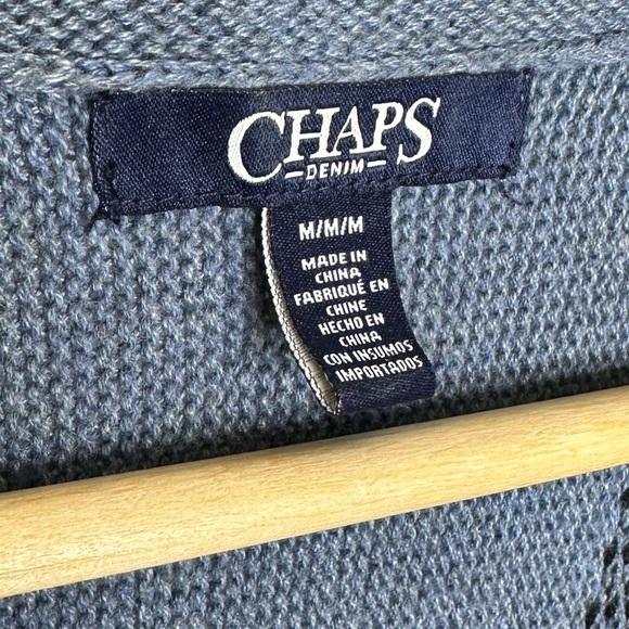 Chaps Sweater Vest Women's Blue Cardigan Aztec Southwest Western Knit Tunic - M - Picture 4 of 5